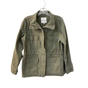 Madewell Sz S Surplus Jacket‎ Olive Green Army Utility Cinch Waist Oversized